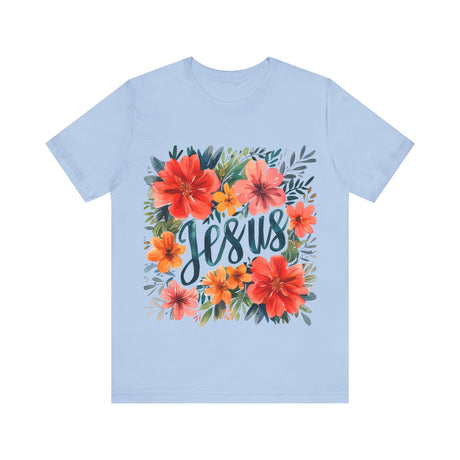 Floral Jesus Graphic Vibrant Flowers Design T-Shirt