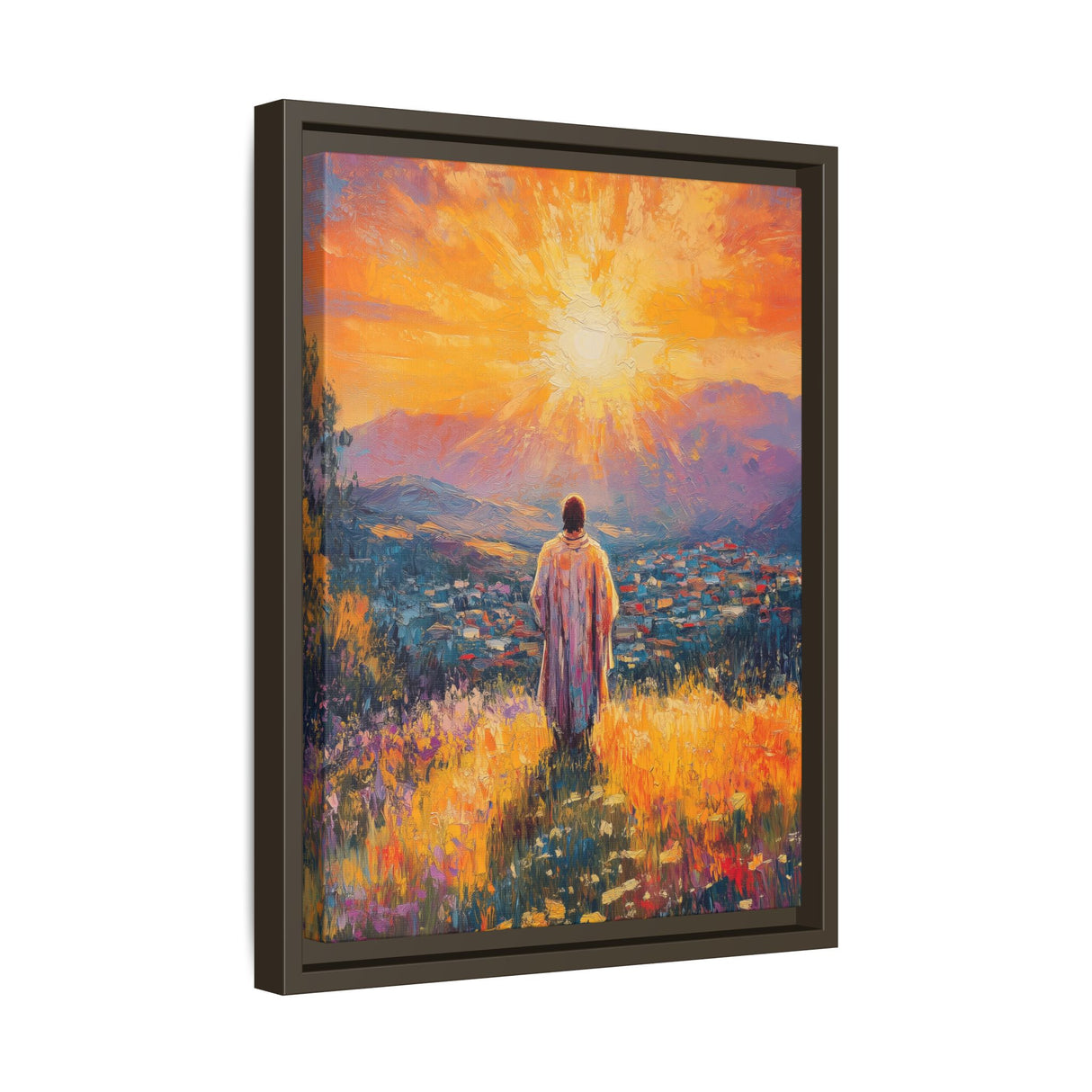 Jesus Overlooking the City (Framed Canvas) - Light of the World