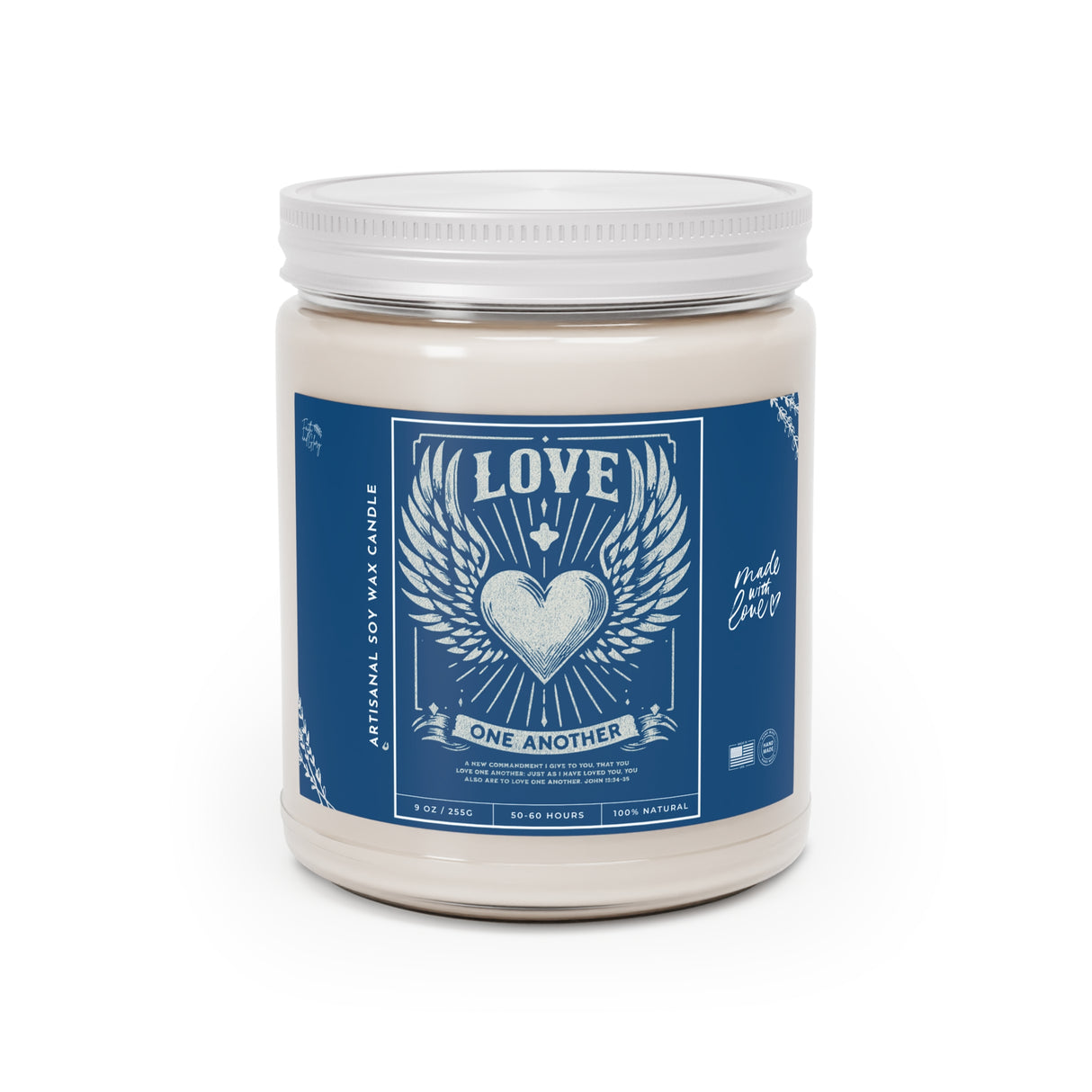 Love One Another Heart with Wings Artisanal Candle