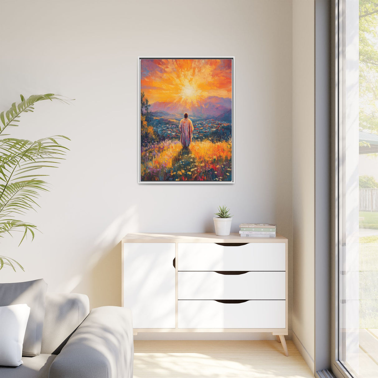 Jesus Overlooking the City (Framed Canvas) - Light of the World