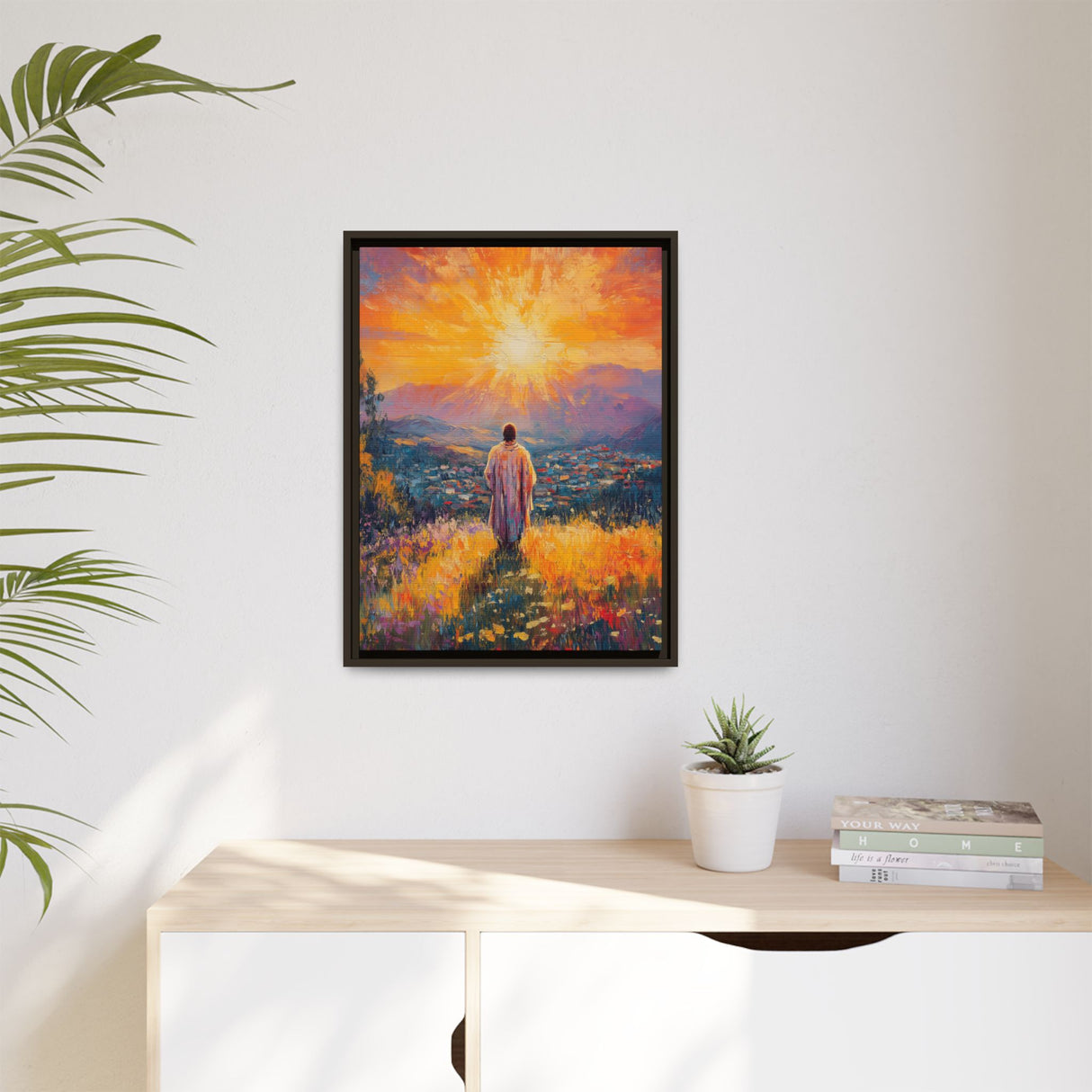 Jesus Overlooking the City (Framed Canvas) - Light of the World