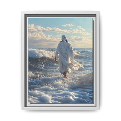 Walking on Faith Framed Canvas - Jesus Over the Waves