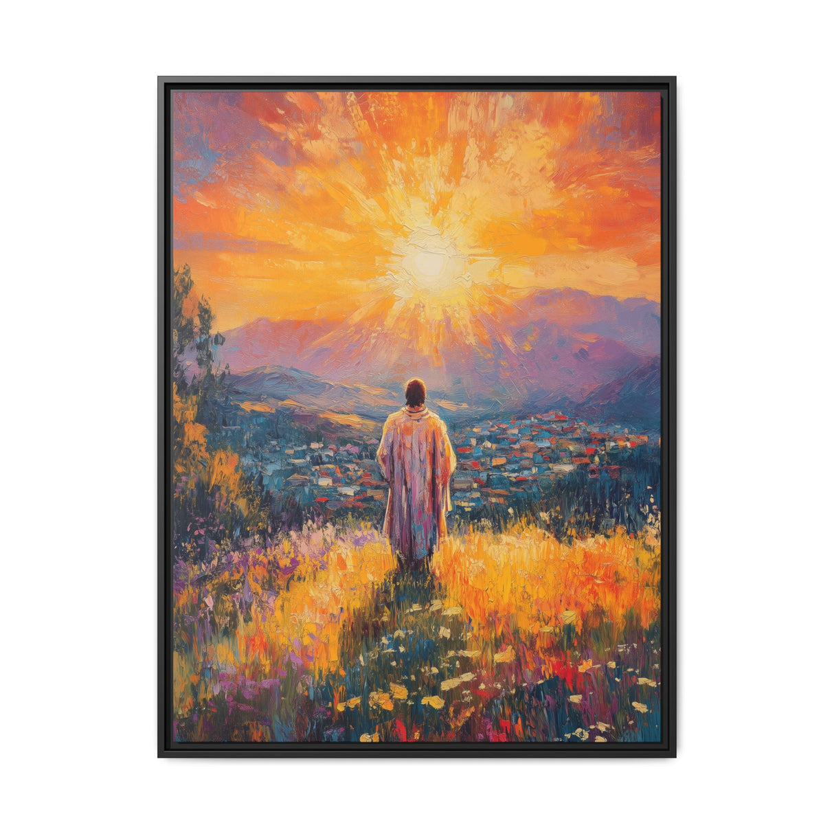 Jesus Overlooking the City (Framed Canvas) - Light of the World