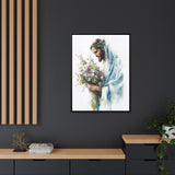 Jesus with Flowers Framed Canvas - Crown of Grace