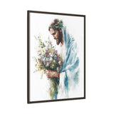 Jesus with Flowers Framed Canvas - Crown of Grace