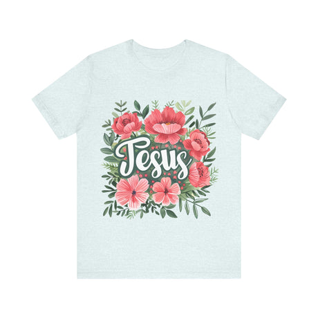 Jesus and Floral Design T-Shirt