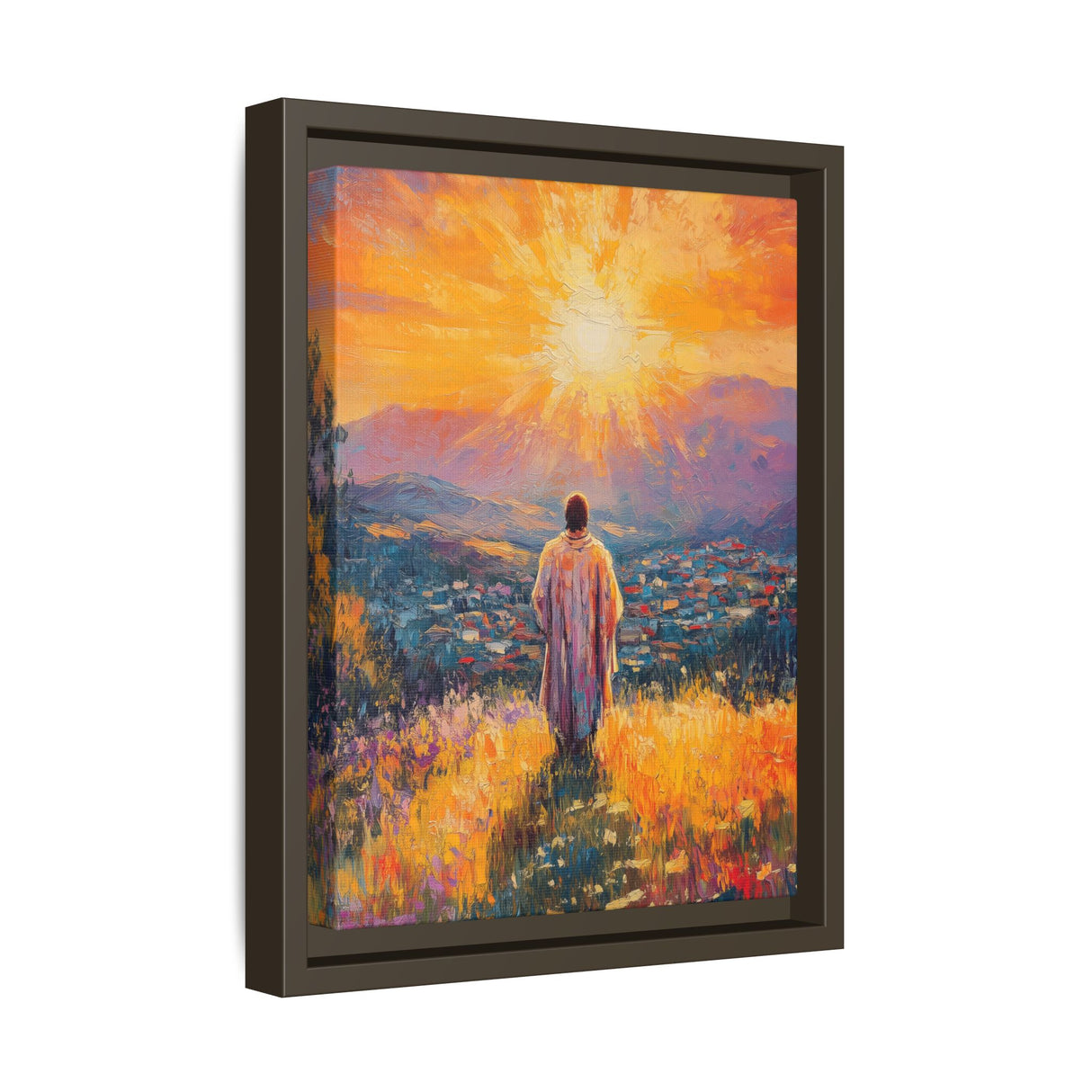 Jesus Overlooking the City (Framed Canvas) - Light of the World