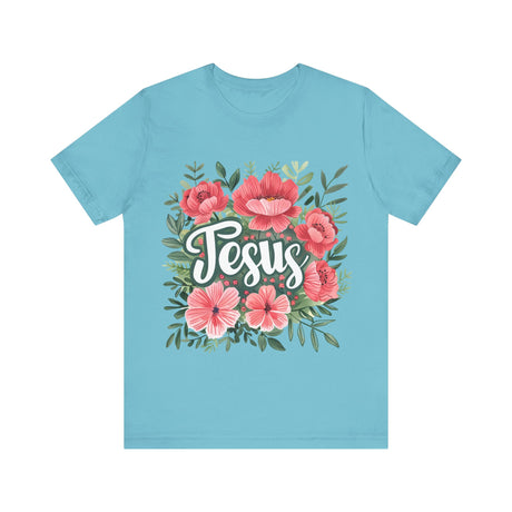 Jesus and Floral Design T-Shirt