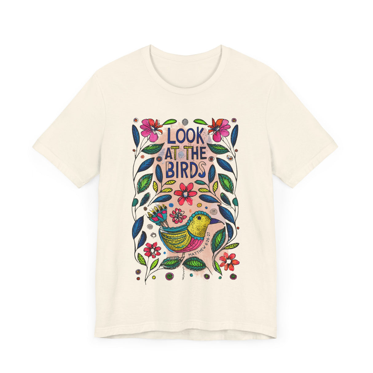 Look at the Birds Floral Design T-Shirt