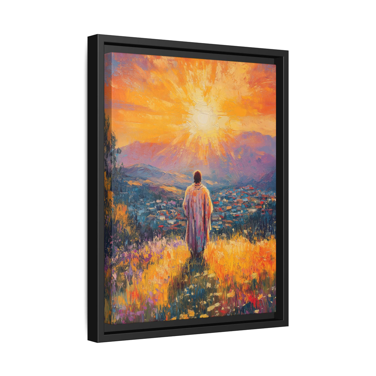 Jesus Overlooking the City (Framed Canvas) - Light of the World