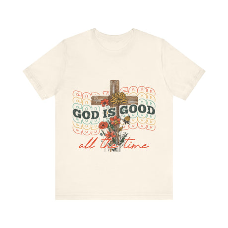 God is Good Cross and Flowers T-Shirt