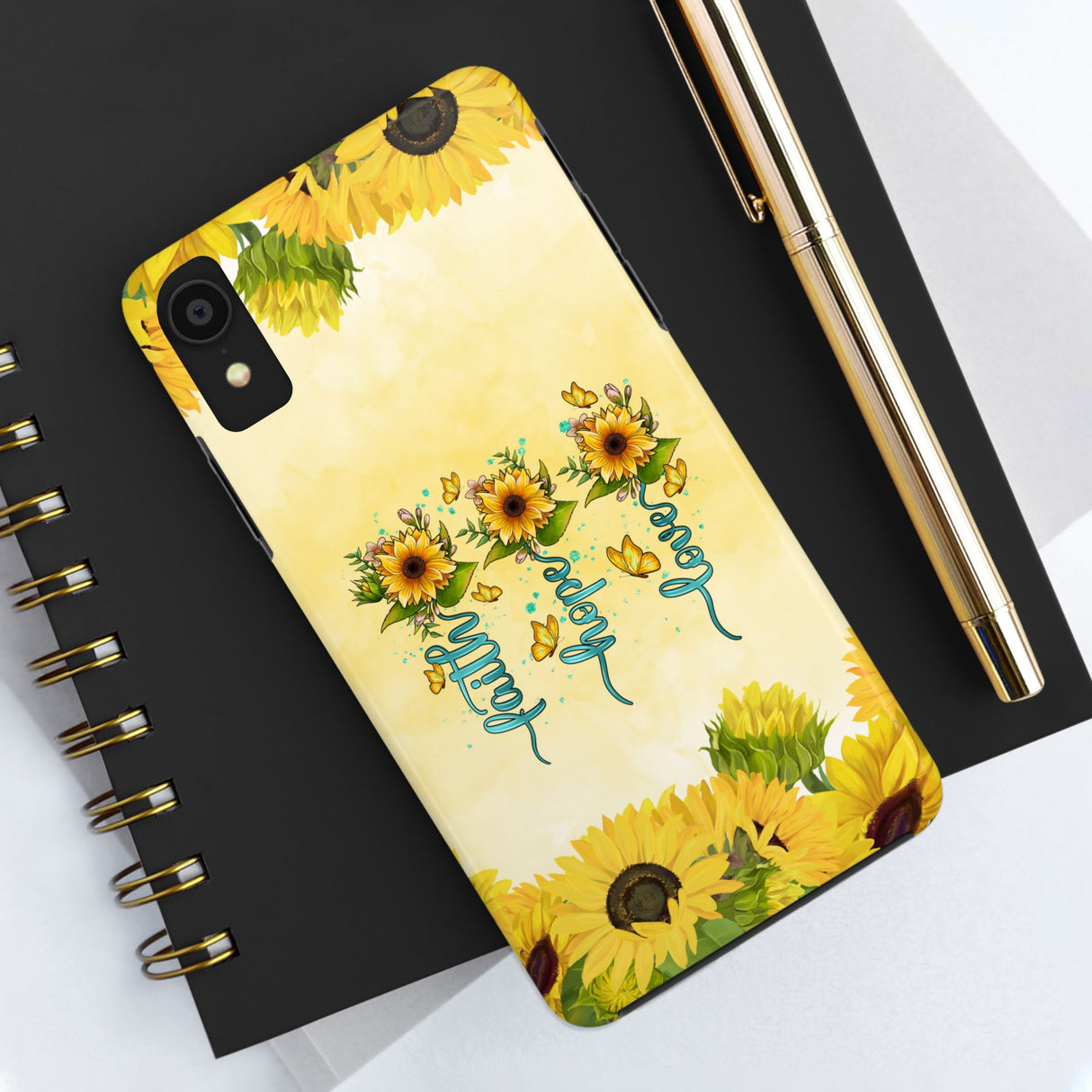 Faith, Hope, Love Sunflower Phone Case