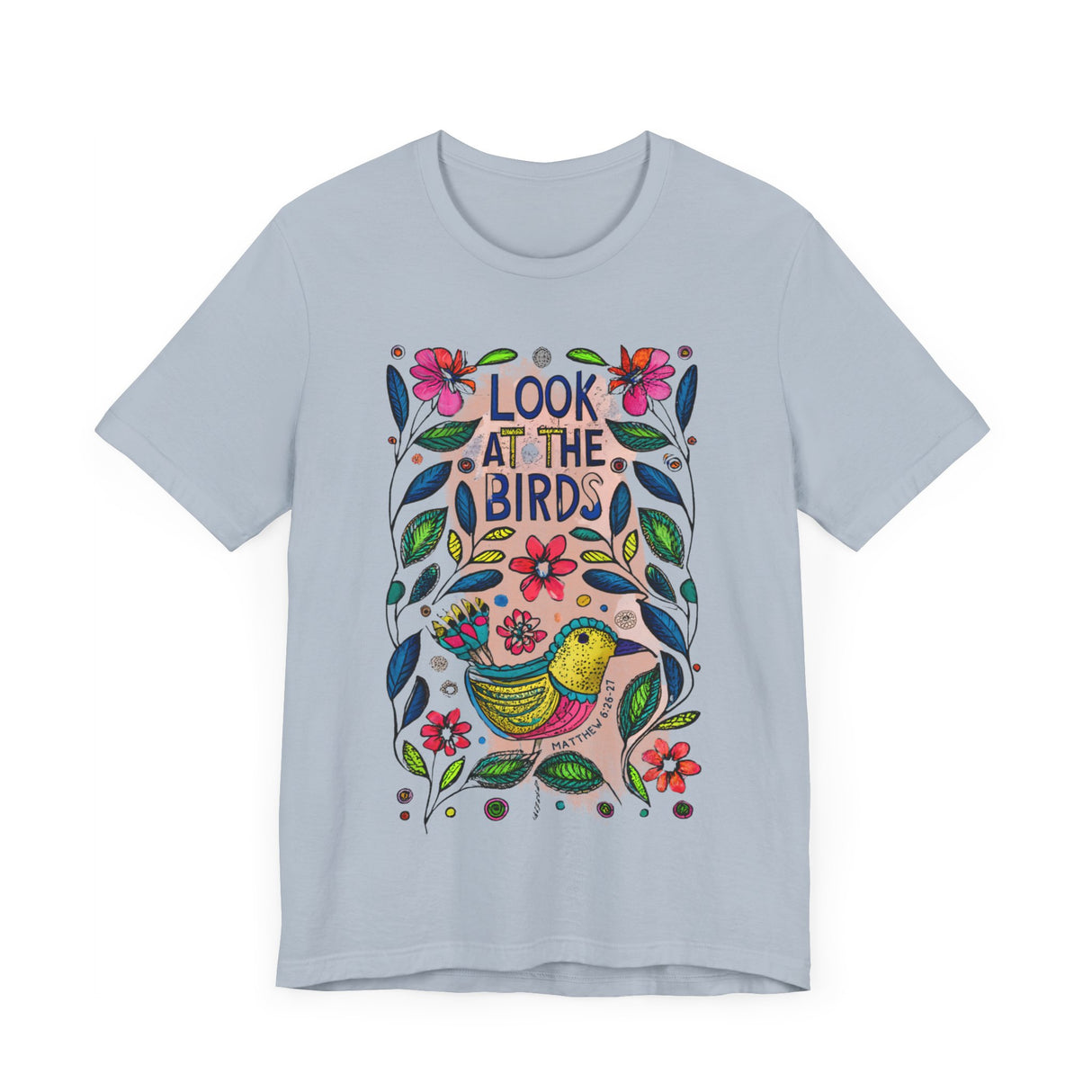 Look at the Birds Floral Design T-Shirt