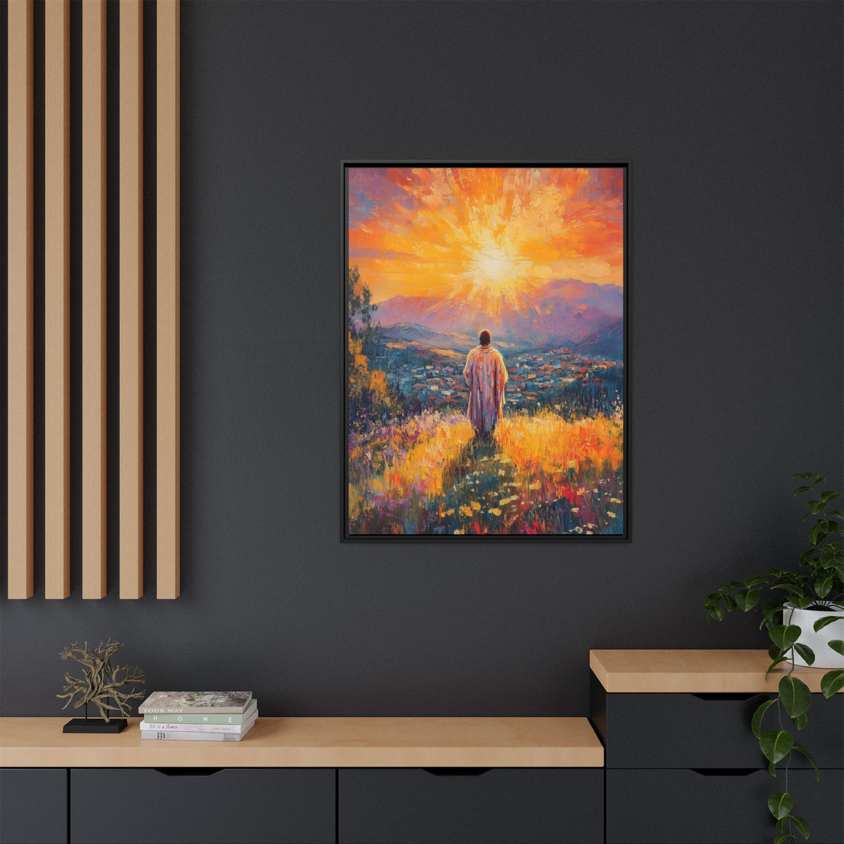 Jesus Overlooking the City (Framed Canvas) - Light of the World