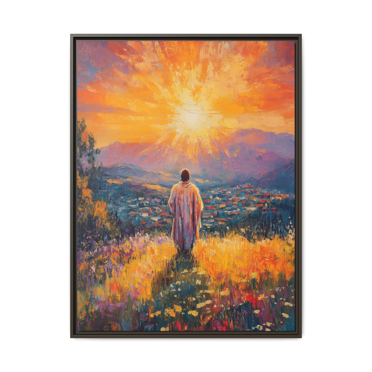 Jesus Overlooking the City (Framed Canvas) - Light of the World