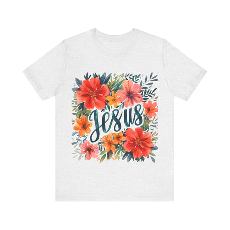 Floral Jesus Graphic Vibrant Flowers Design T-Shirt