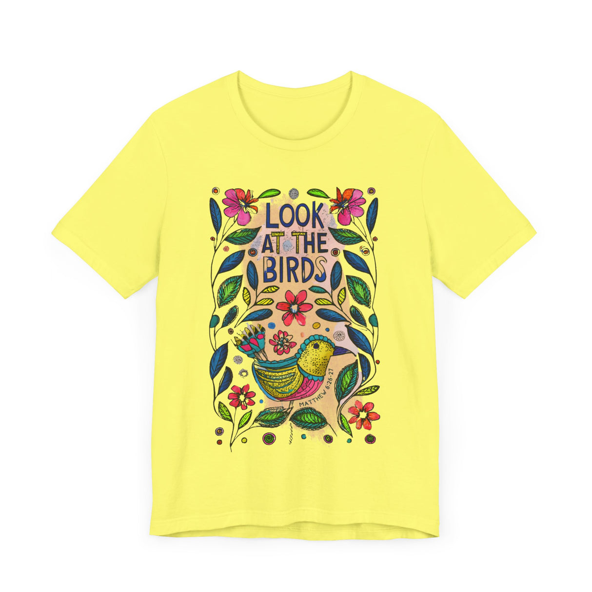 Look at the Birds Floral Design T-Shirt