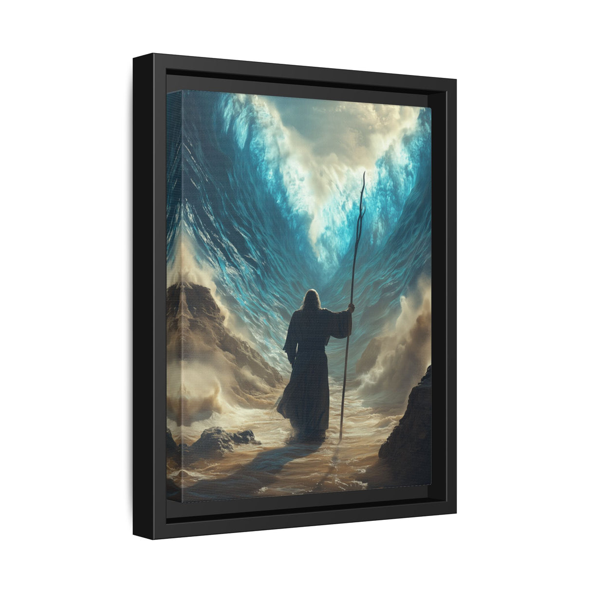 Moses Parting the Red Sea Framed Canvas - Deliverance Through Faith