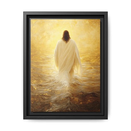 Illuminated Grace Framed Canvas - Jesus Walking in Radiant Light