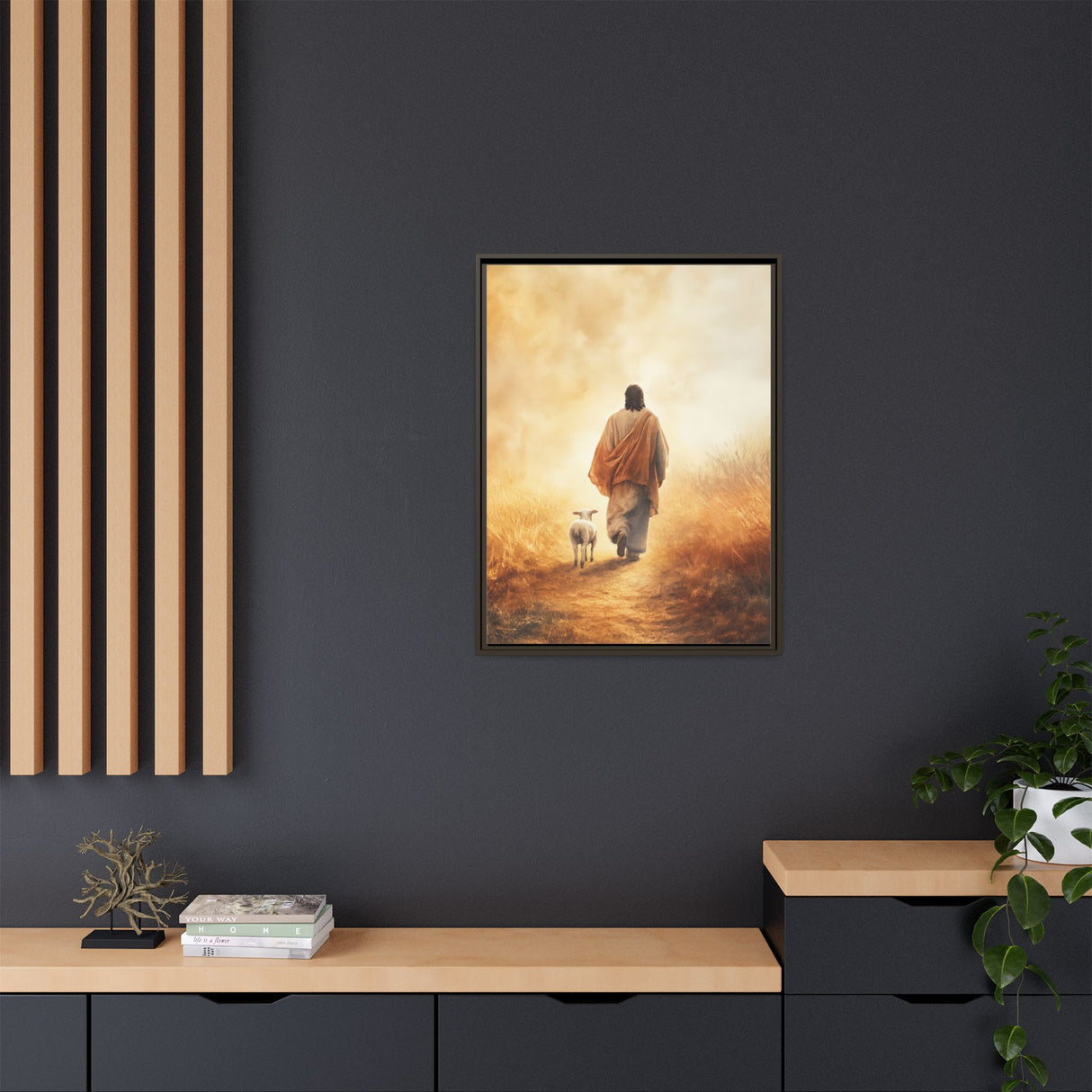 Jesus and the Lamb Framed Canvas - Guided by Grace