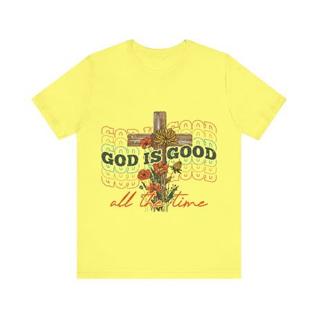 God is Good Cross and Flowers T-Shirt