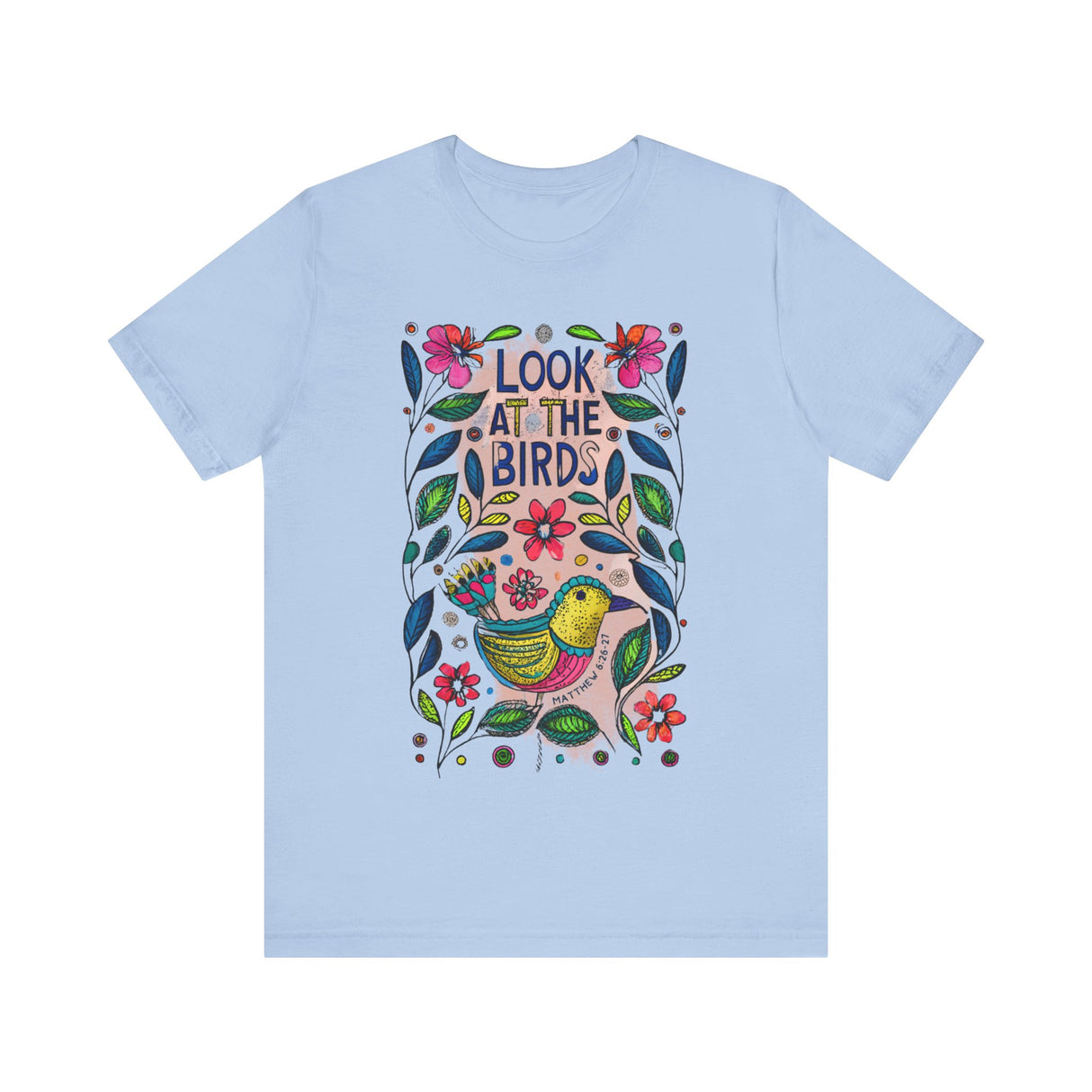 Look at the Birds Floral Design T-Shirt