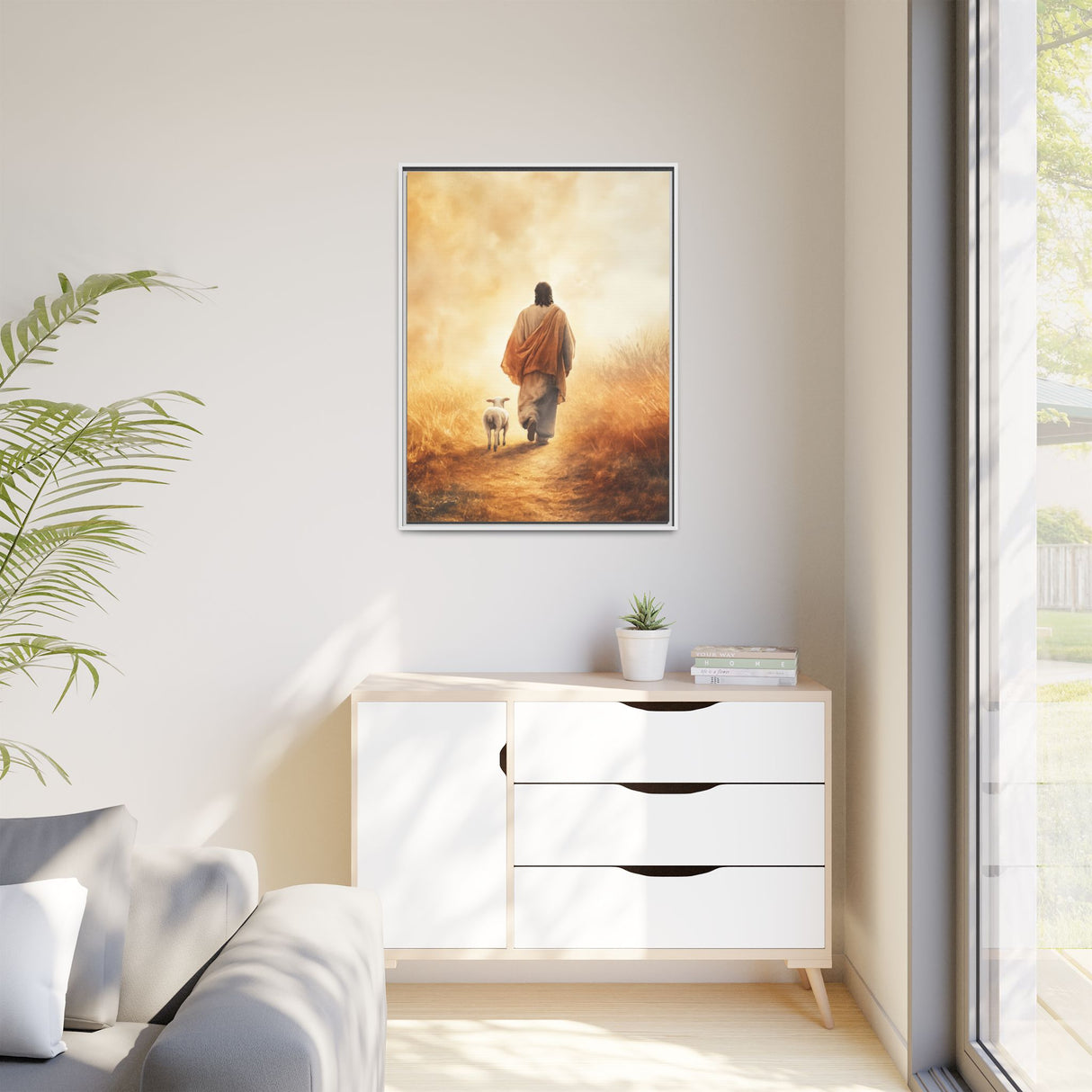 Jesus and the Lamb Framed Canvas - Guided by Grace