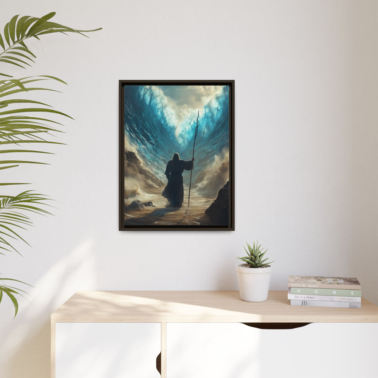 Moses Parting the Red Sea Framed Canvas - Deliverance Through Faith