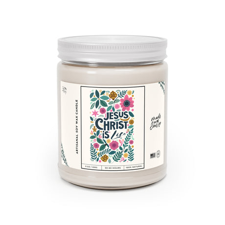 Jesus Christ is Life Floral Artisanal Candle