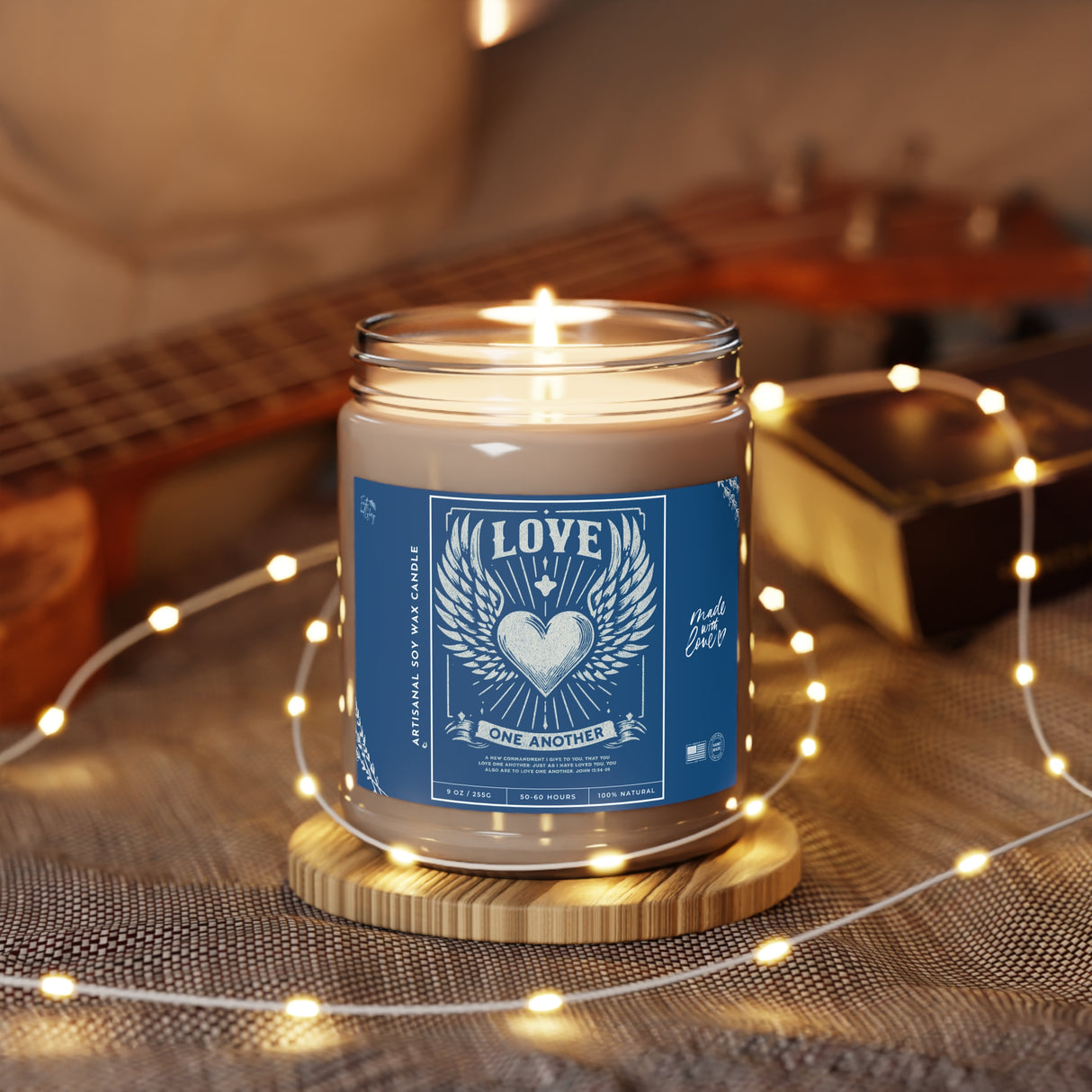 Love One Another Heart with Wings Artisanal Candle