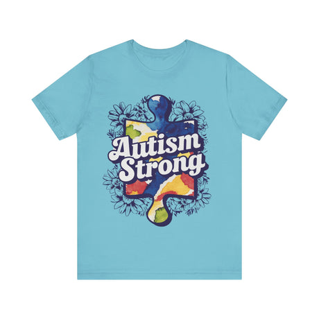 Autism Strong Puzzle Piece with Floral Accents T-Shirt