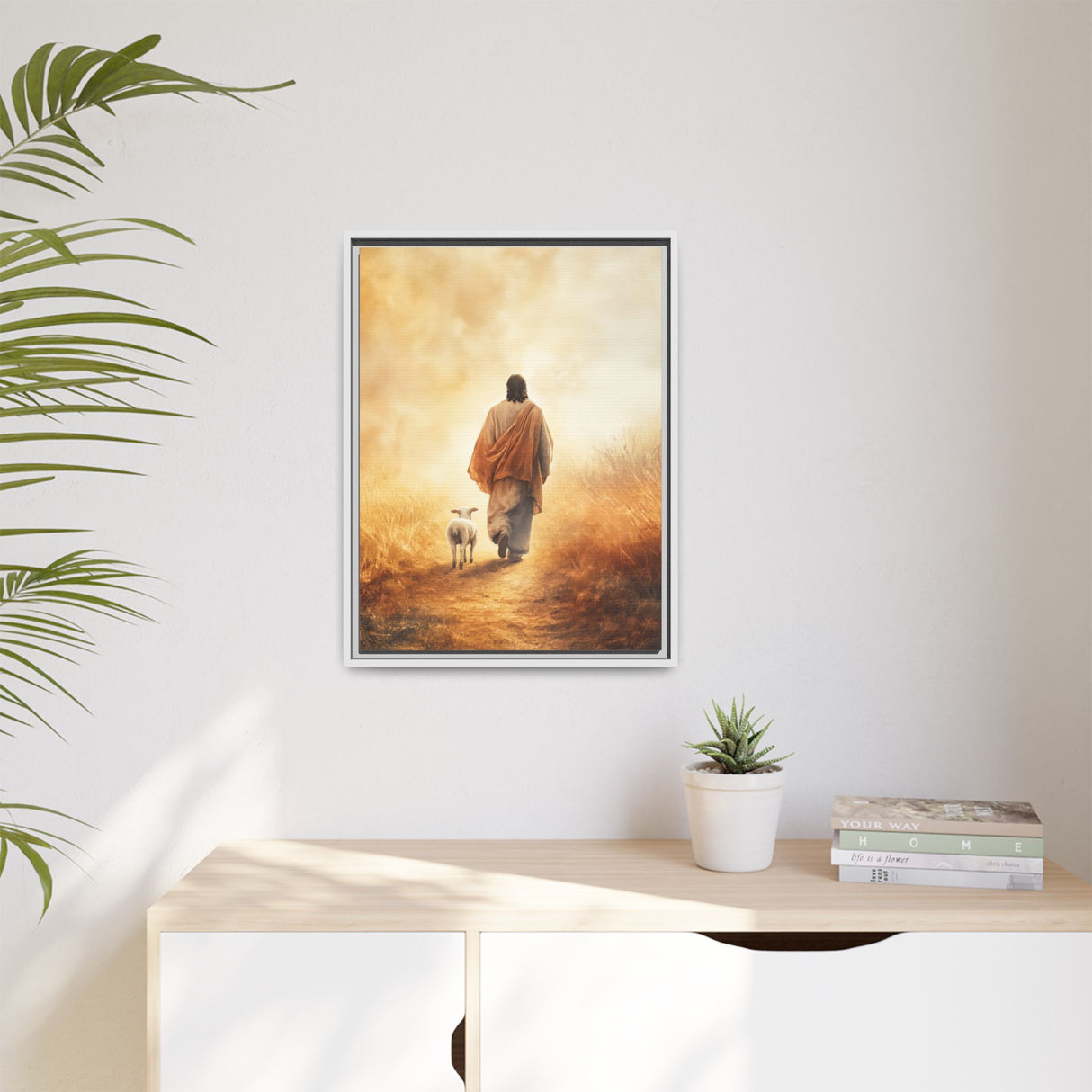 Jesus and the Lamb Framed Canvas - Guided by Grace