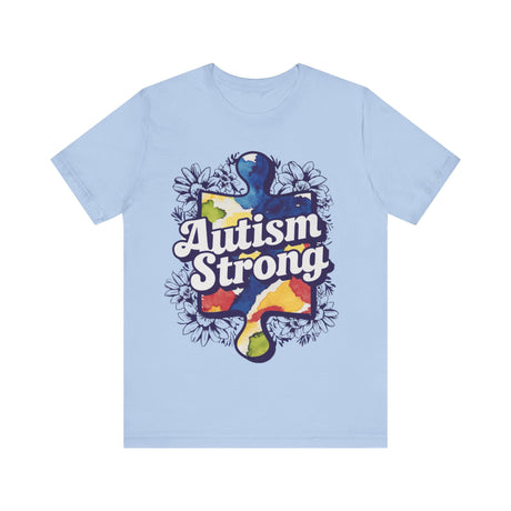 Autism Strong Puzzle Piece with Floral Accents T-Shirt