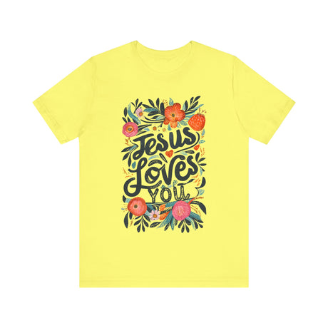 Jesus Loves You Floral Design T-Shirt