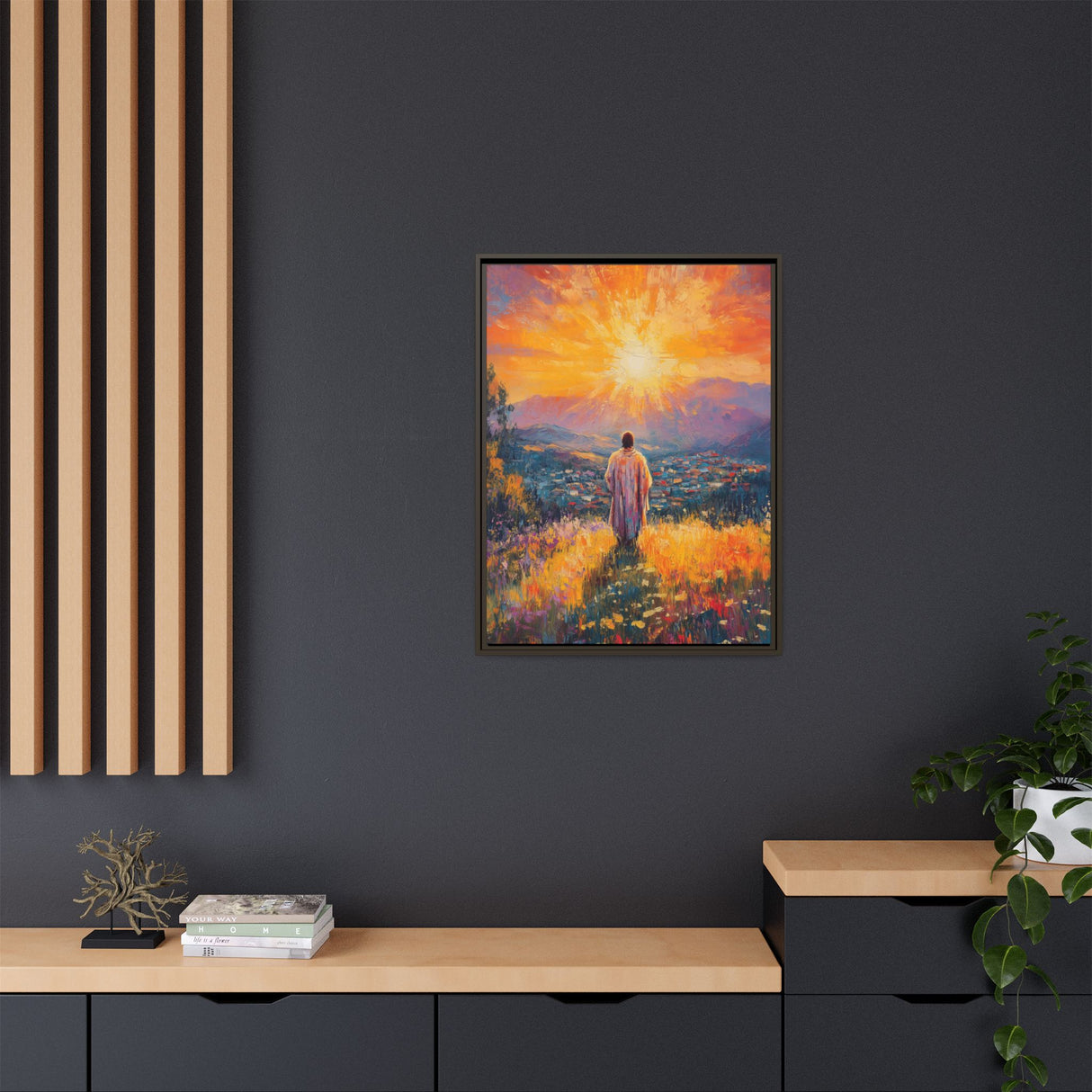 Jesus Overlooking the City (Framed Canvas) - Light of the World