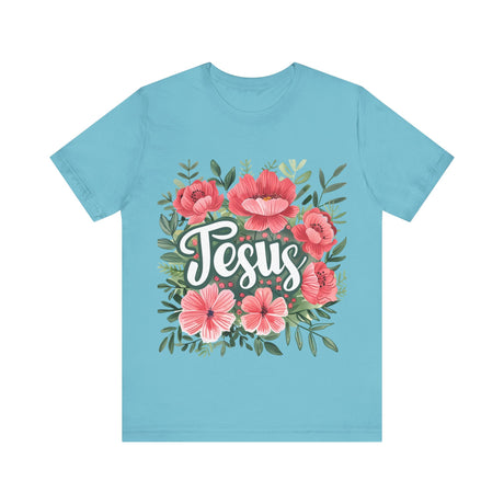 Jesus Floral Design with Pink Flowers T-Shirt