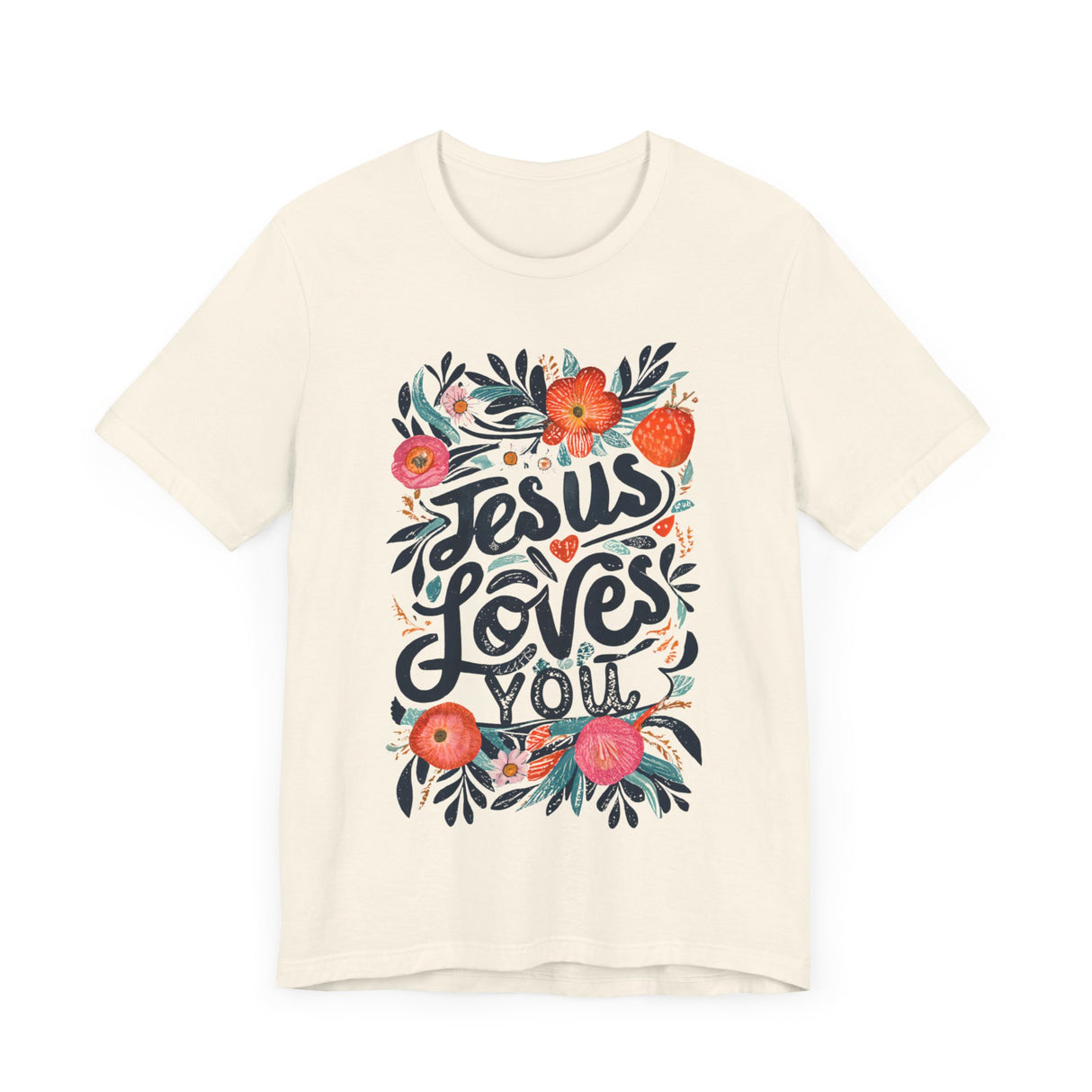 Jesus Loves You Floral Design T-Shirt