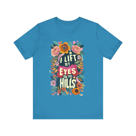 I Lift My Eyes to the Hills Floral Design T-Shirt