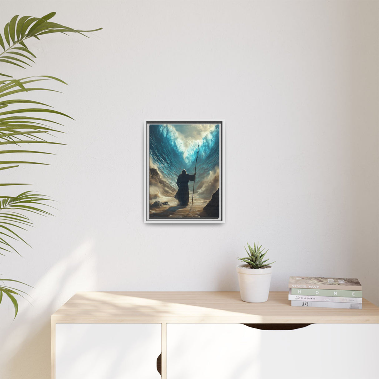 Moses Parting the Red Sea Framed Canvas - Deliverance Through Faith