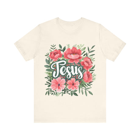 Jesus and Floral Design T-Shirt