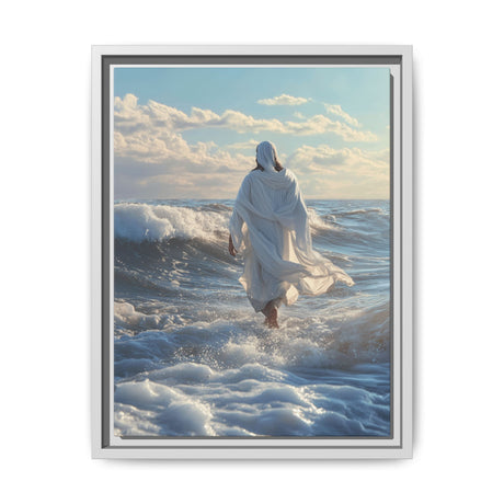 Walking on Faith Framed Canvas - Jesus Over the Waves