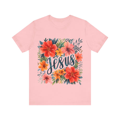 Floral Jesus Graphic Vibrant Flowers Design T-Shirt