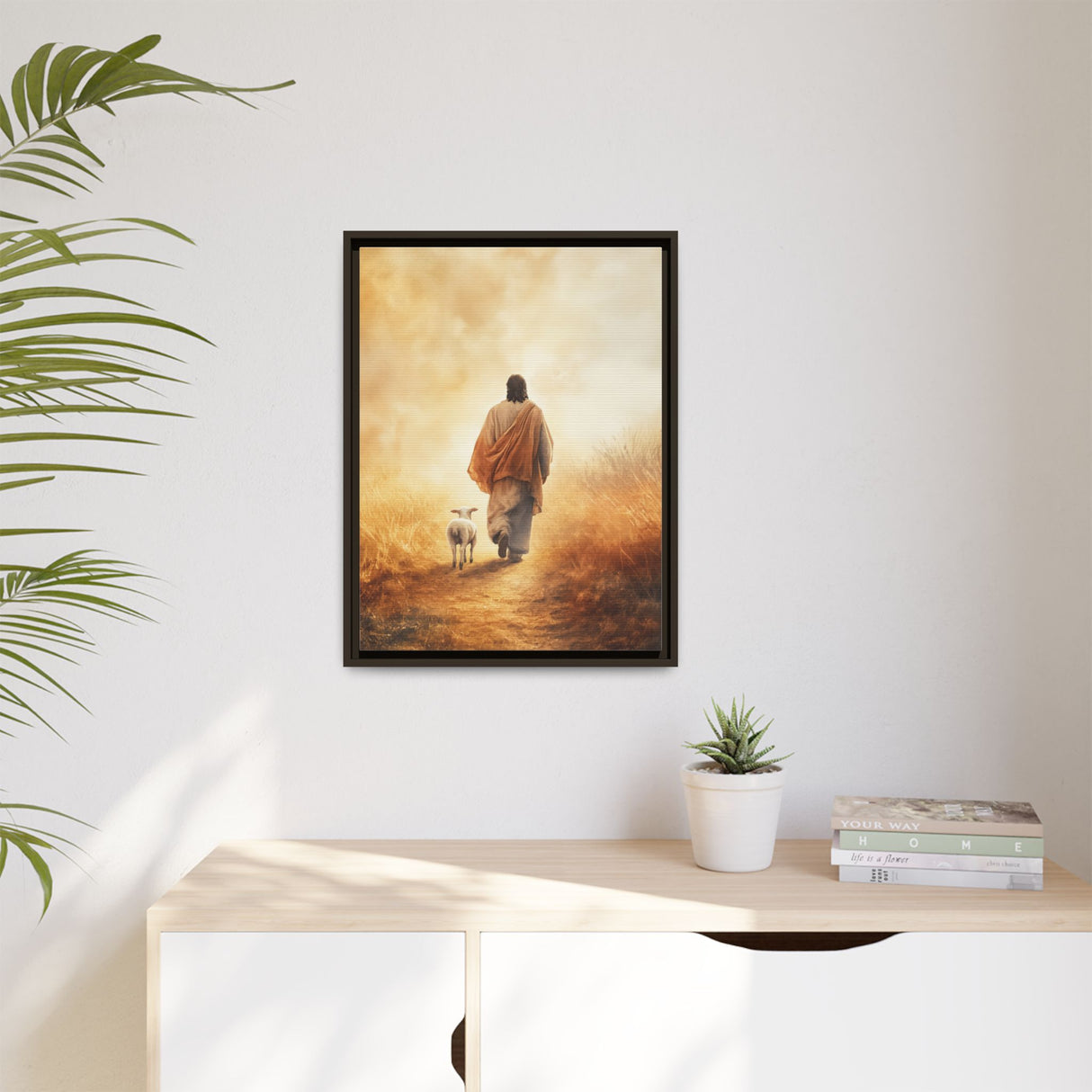 Jesus and the Lamb Framed Canvas - Guided by Grace