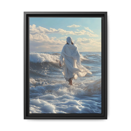 Walking on Faith Framed Canvas - Jesus Over the Waves