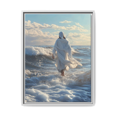 Walking on Faith Framed Canvas - Jesus Over the Waves