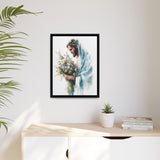 Jesus with Flowers Framed Canvas - Crown of Grace