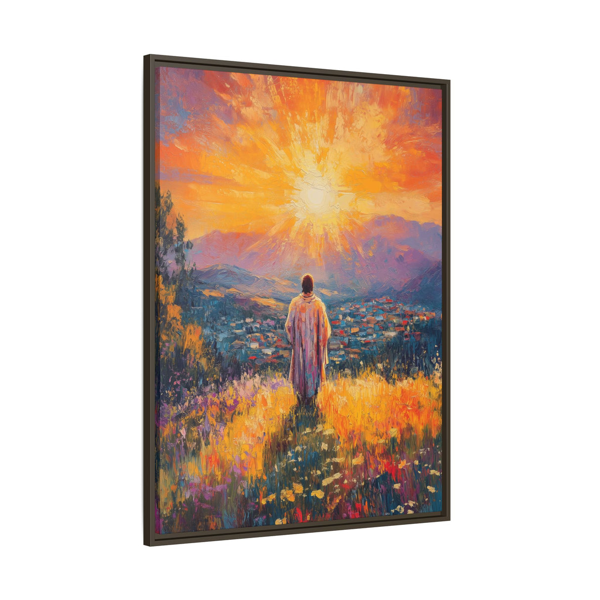 Jesus Overlooking the City (Framed Canvas) - Light of the World