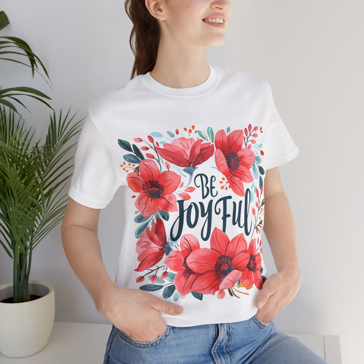 Be Joyful Floral Graphic T-Shirt