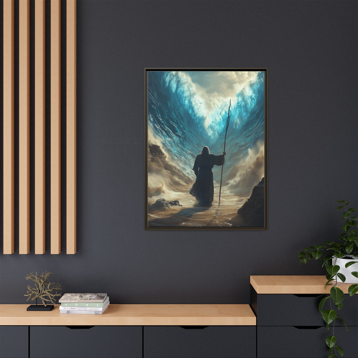 Moses Parting the Red Sea Framed Canvas - Deliverance Through Faith