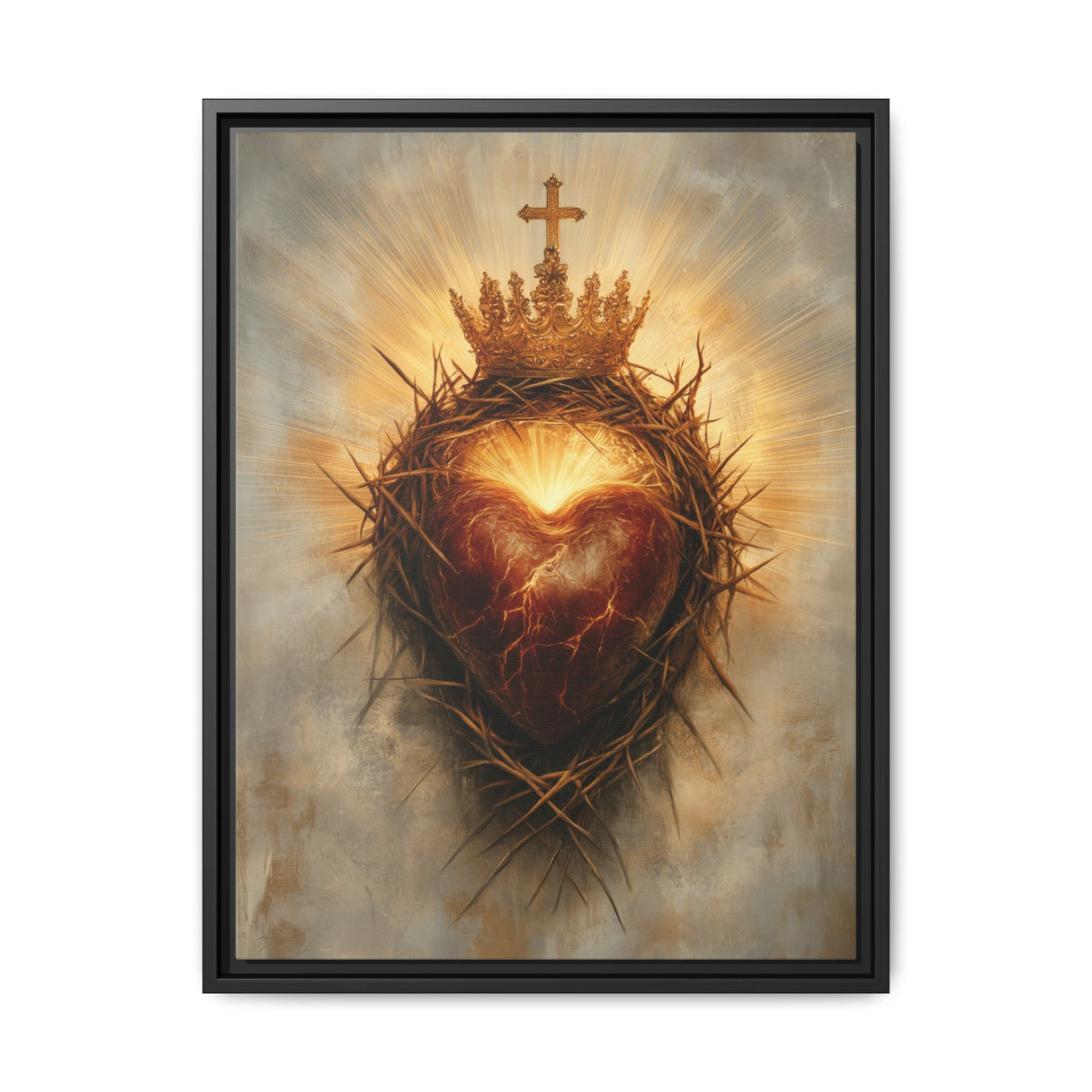 Sacred Heart of Jesus (Framed Canvas) - Eternal Love and Sacrifice